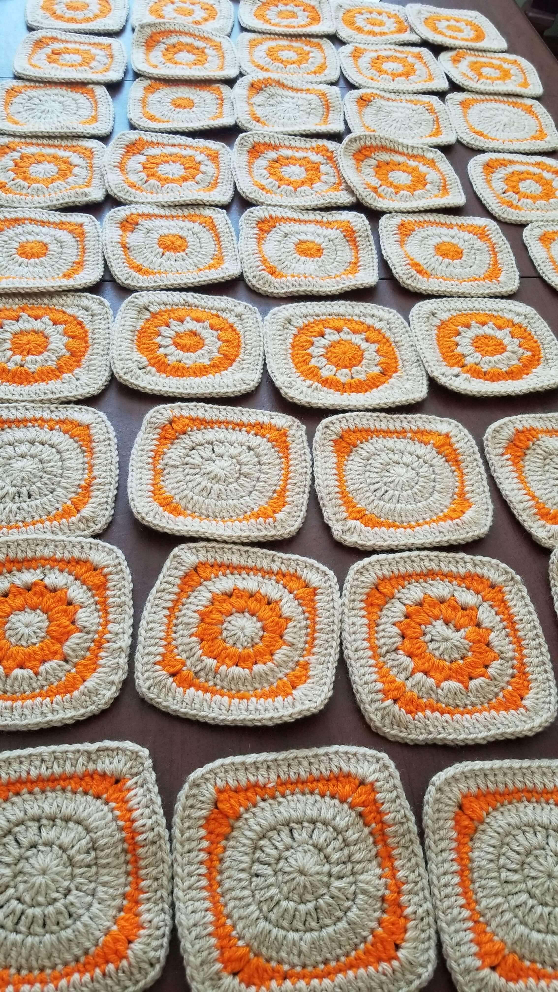 Pumpkin Granny Square Crochet Blanket Pattern